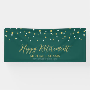 Gold & Green Confetti   Happy Retirement Party Banner