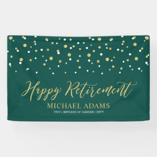 Gold & Green Confetti   Happy Retirement Party Banner