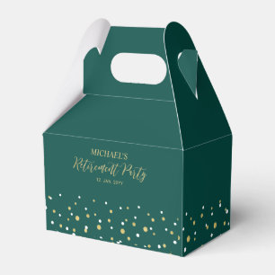 Gold & Green Confetti Modern Retirement Party Favour Box