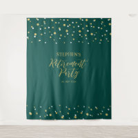 Gold & Green Confetti Retirement Party Backdrop