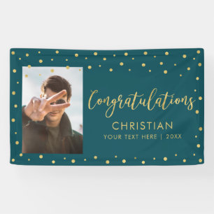 Gold & Green Congratulations Graduation Party Banner