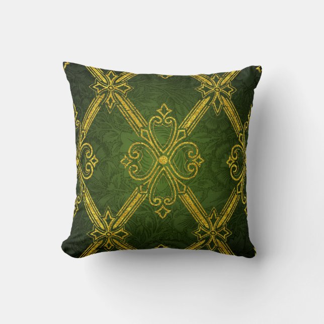 Gold Green Deco Cushion (Front)