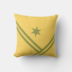 Gold Green Diagonal Stripes Star Modern Graphic Cushion