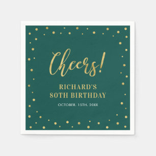 Gold & Green Elegant Adult Birthday Party Napkin