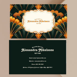 Gold Green Elegant Art Deco Professional Business Card