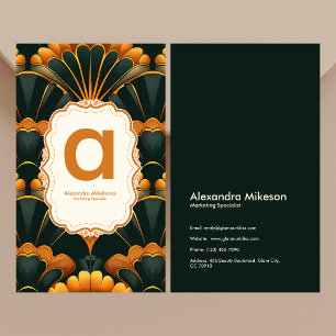 Gold Green Elegant Art Deco Professional Business Card