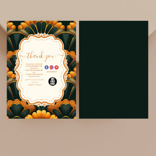Gold Green Elegant Art Deco Professional Thank You Card