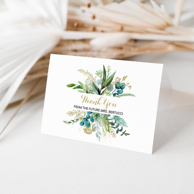 Gold & Green Eucalyptus Bridal Shower Thank You (Creator Uploaded)
