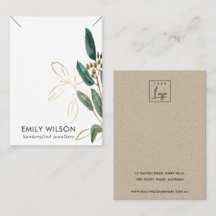 GOLD GREEN EUCALYPTUS FAUNA NECKLACE BAND DISPLAY BUSINESS CARD