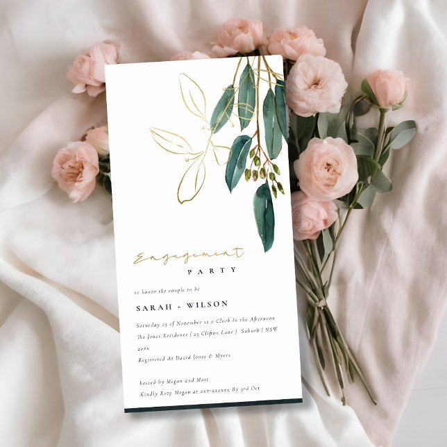 GOLD GREEN EUCALYPTUS FOLIAGE ENGAGEMENT INVITE (Creator Uploaded)