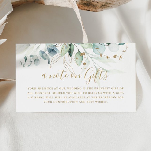 Gold Green Eucalyptus Wedding Wishing Well Enclosure Card (Creator Uploaded)