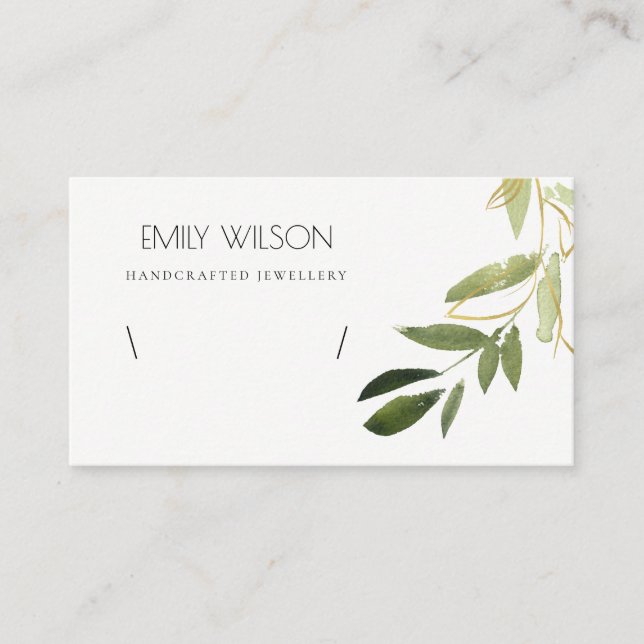 GOLD GREEN FAUNA WATERCOLOR BRACELET DISPLAY LOGO BUSINESS CARD (Front)