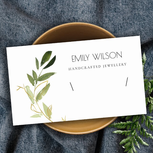 GOLD GREEN FAUNA WATERCOLOR BRACELET DISPLAY LOGO BUSINESS CARD (Creator Uploaded)