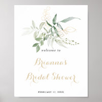 Gold Green Foliage Bridal Shower Welcome 