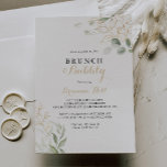 Gold Green Foliage Brunch and Bubbly Bridal Shower Invitation<br><div class="desc">This gold green foliage brunch and bubbly bridal shower invitation is perfect for a rustic wedding shower. This artistic design features hand-drawn watercolor gold and green foliage ,  inspiring natural beauty.</div>