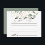 Gold Green Foliage Calligraphy Wedding Advice Card<br><div class="desc">This gold green foliage calligraphy wedding advice card is perfect for a modern wedding. This artistic design features hand-drawn watercolor gold and green foliage , inspiring natural beauty. These cards are perfect for a wedding, bridal shower, baby shower, graduation party & more. Personalise the cards with the names of the...</div>