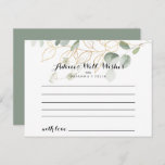 Gold Green Foliage Calligraphy Wedding Advice Card<br><div class="desc">This gold green foliage calligraphy wedding advice card is perfect for a modern wedding. This artistic design features hand-drawn watercolor gold and green foliage , inspiring natural beauty. These cards are perfect for a wedding, bridal shower, baby shower, graduation party & more. Personalise the cards with the names of the...</div>