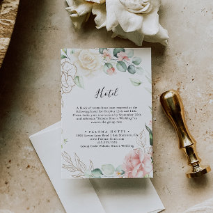 Gold Green Foliage Floral Hotel Enclosure Card