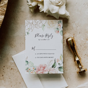 Gold Green Foliage Floral RSVP