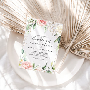 Gold Green Foliage Floral The Wedding Of Invitation