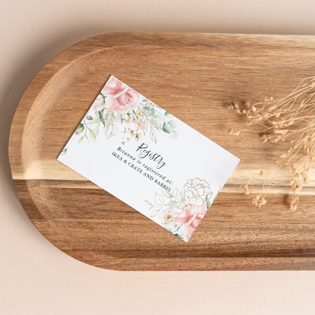 Gold Green Foliage Floral Wedding Gift Registry Enclosure Card (Creator Uploaded)