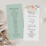 Gold Green Foliage Floral Wedding Program Programme<br><div class="desc">This gold green foliage floral wedding program is perfect for a modern wedding. The design features hand-drawn gold and green botanical foliage with pink,  blush and white flowers,  inspiring natural beauty.</div>