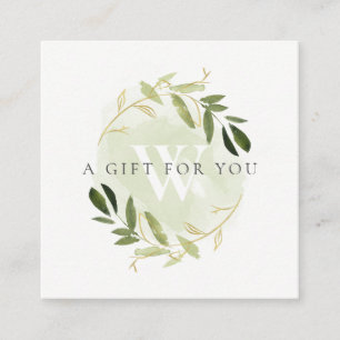 GOLD GREEN FOLIAGE INITIAL WREATH GIFT CERTIFICATE