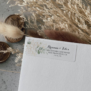 Gold Green Foliage Return Address Label
