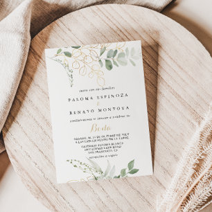 Gold Green Foliage Spanish Wedding  Invitation