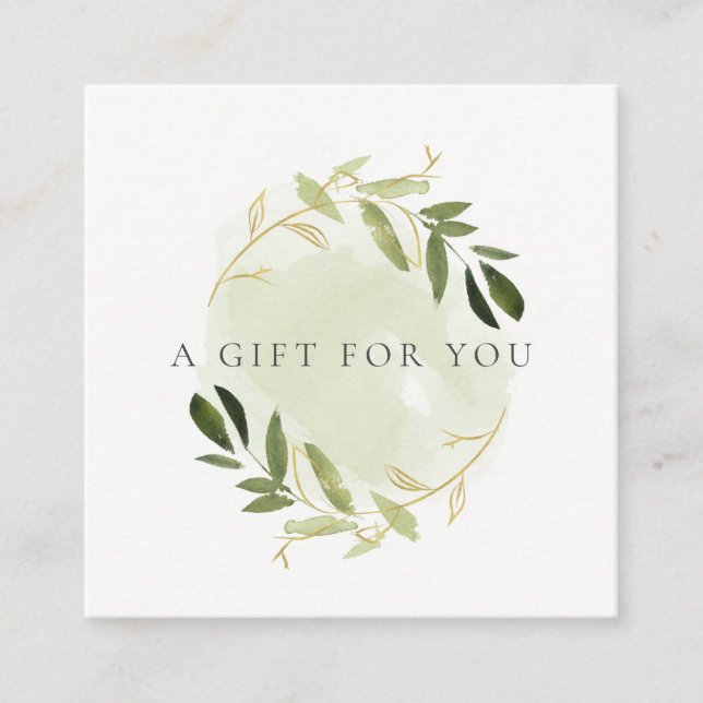GOLD GREEN FOLIAGE WATERCOLOR GIFT CERTIFICATE (Front)