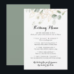 Gold Green Foliage Wedding Kissing Menu Game Card<br><div class="desc">This gold green foliage wedding kissing menu game card is perfect for a rustic wedding reception. This artistic design features hand-drawn watercolor gold and green foliage ,  inspiring natural beauty.</div>