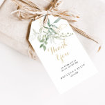 Gold Green Foliage Wedding Thank You Gift Tags<br><div class="desc">These gold green foliage wedding thank you favour tags are perfect for a rustic wedding reception. This artistic design features hand-drawn watercolor gold and green foliage , inspiring natural beauty. Personalise these tags with a short message, your names, and your wedding date. You can change the wording on these tags...</div>