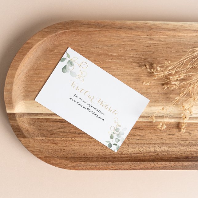 Gold Green Foliage Wedding Website Enclosure Card (Creator Uploaded)