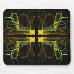 Gold & Green Fractal Mousepad