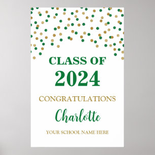 Gold Green Grad Party Custom 20x30 Poster