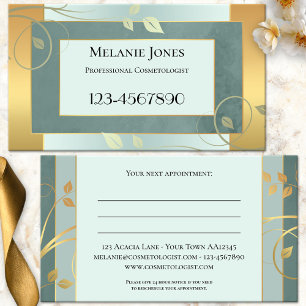 Gold Green Leaves Appointment Business Card