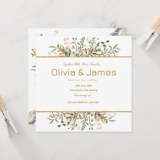 Gold Green Luxury for special day Invitation (Front/Back In Situ)