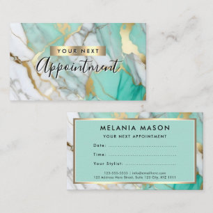 Gold Green Marble Makeup Artist Appointment Card