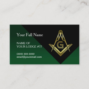 Gold & Green Masonic Business Card Template