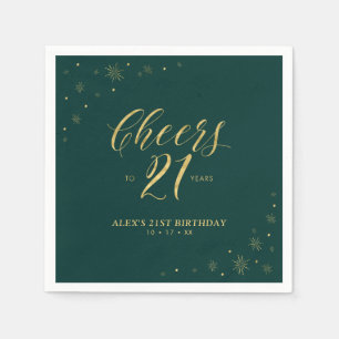 Gold & Green Modern 21st Birthday Party Napkin