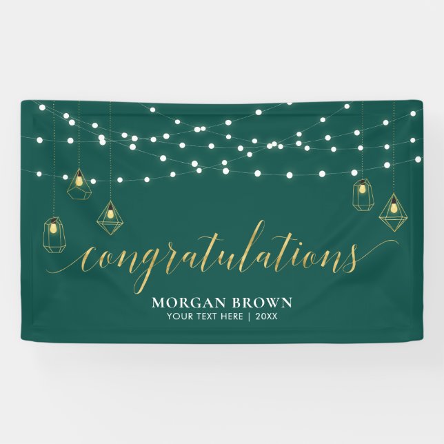 Gold & Green Modern Congratulations Banner (Horizontal)