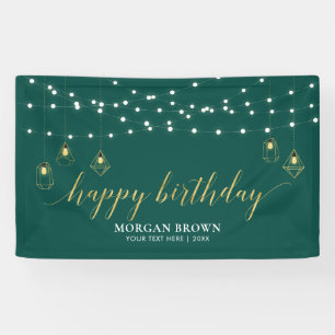 Gold & Green Modern Happy Birthday Banner