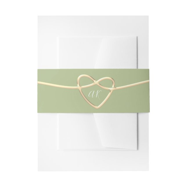 Gold & Green Monogram Wedding Belly Band Invitation Belly Band (Front Example)