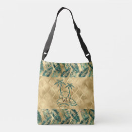 Gold Green Palm Tree Custom Crossbody Bag