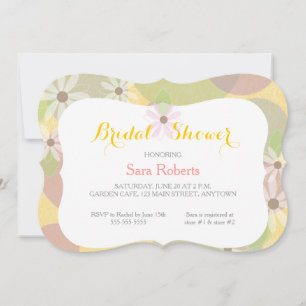 Gold, Green & Pink I White Daisies Bridal Shower Invitation