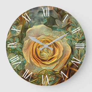 Gold Green Popular Unique Rose Art Dream Large Clock