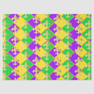 Gold Green Purple Mardi Gras Harlequin Pattern Tissue Paper