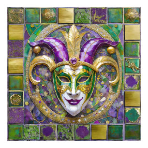 Gold Green Purple Mardi Gras Jester Mask Photo Print