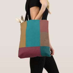 Gold Green Red Rust Turquoise Colour Block Tote Bag