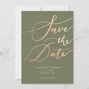 Gold Green Script Typography Save The Date